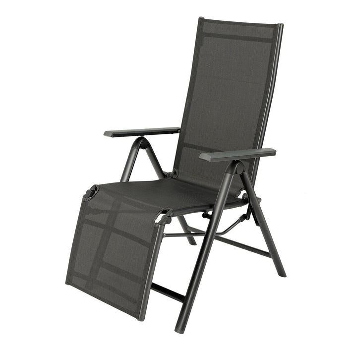 Outdoor Folding Lounge Chair with 7 Adjustable Backrest and Footrest Positions-Gray