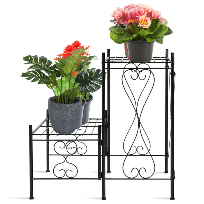 2-Tier Metal Plant Stand Garden Shelf