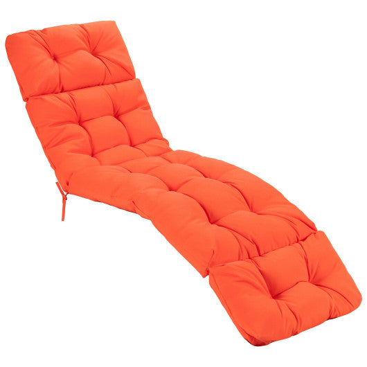 Outdoor Lounge Chaise Cushion with String Ties for Garden Poolside-Orange