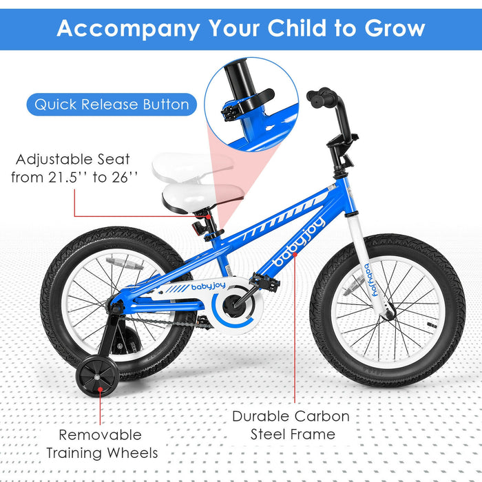 16 Inch Kids Bike Bicycle with Training Wheels for 5-8 Years Old Kids-Blue