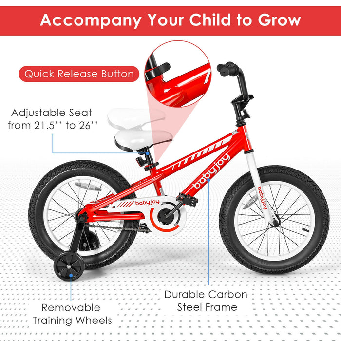 16 Inch Kids Bike Bicycle with Training Wheels for 5-8 Years Old Kids-Red