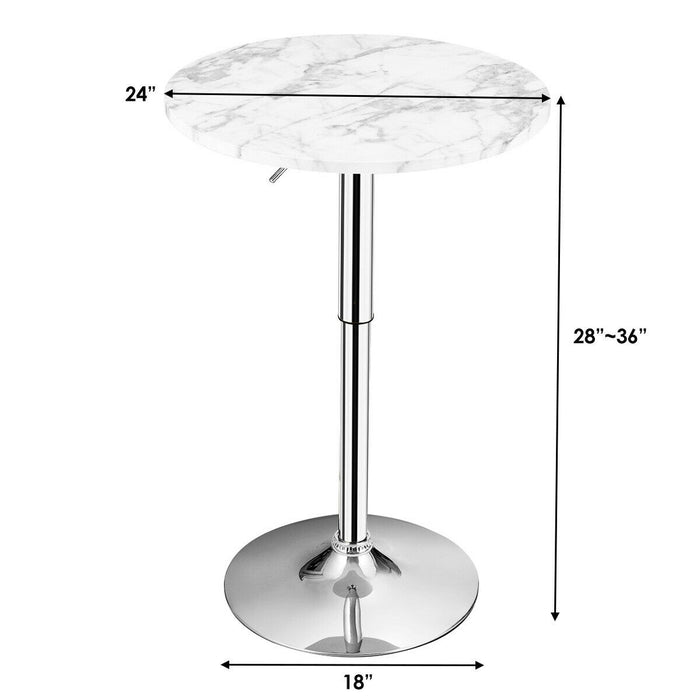 360Â° Swivel Cocktail Pub Table with Sliver Leg and Base-White