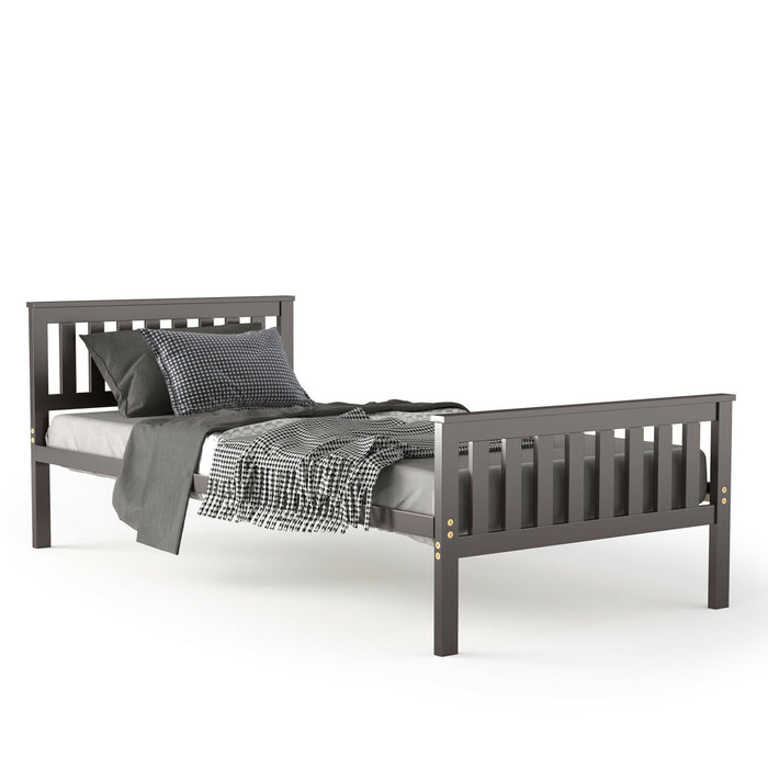 Twin Size Wood Platform Bed with Headboard