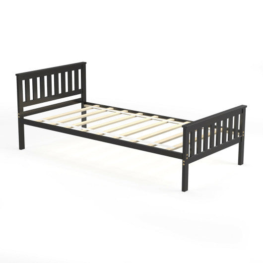 Twin Size Wood Platform Bed with Headboard