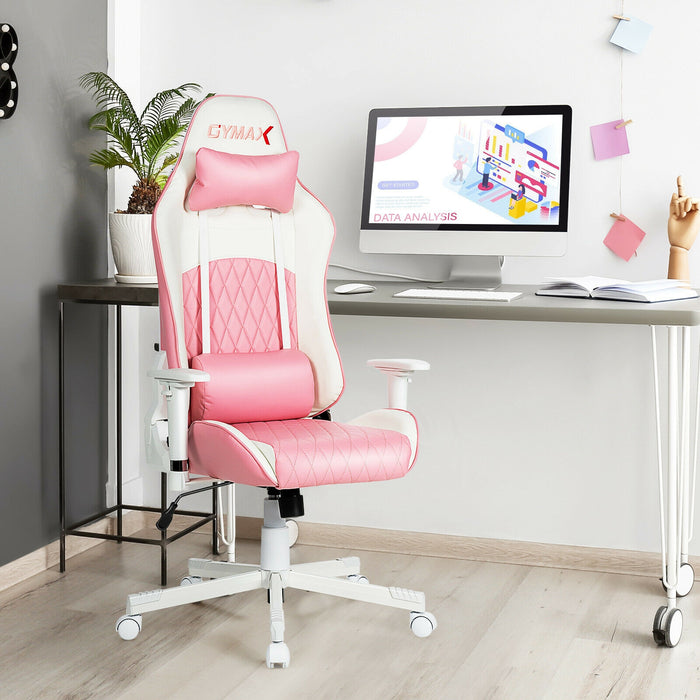 Ergonomic High Back Computer Desk Chair with Headrest and Lumbar Support-Pink