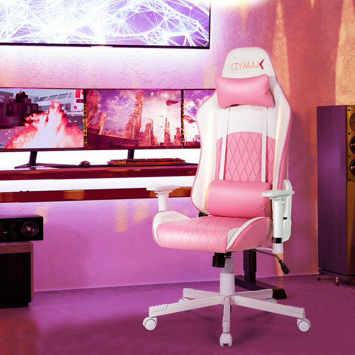 Ergonomic High Back Computer Desk Chair with Headrest and Lumbar Support-Pink