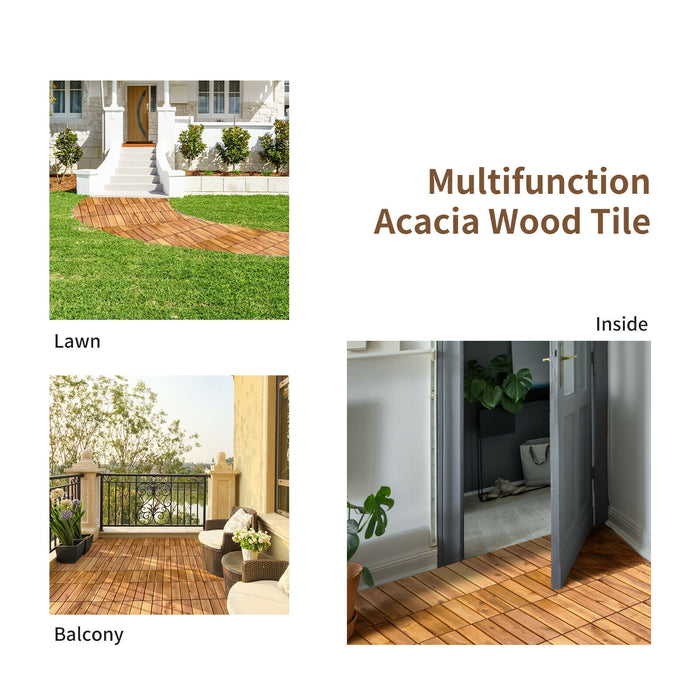 27 Pieces Acacia Wood Interlocking Patio Deck Tile