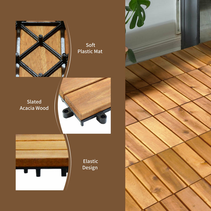 27 Pieces Acacia Wood Interlocking Patio Deck Tile