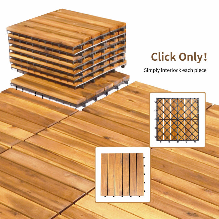 27 Pieces Acacia Wood Interlocking Patio Deck Tile