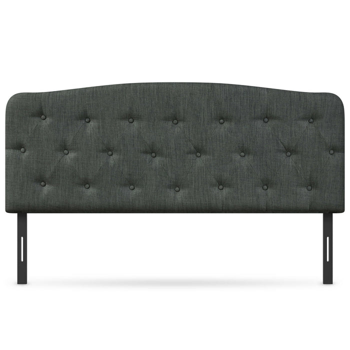 Faux Linen Headboard with Adjustable Heights-Dark Gray