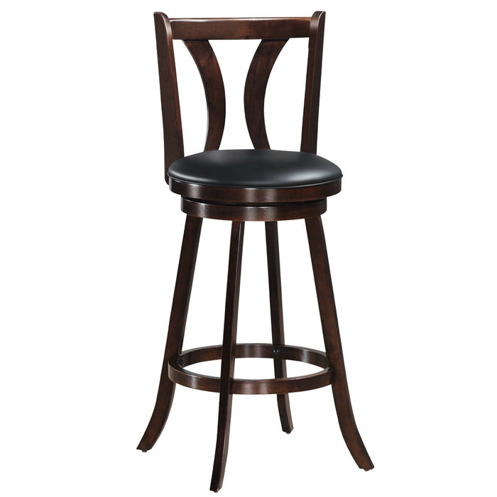 Set of 2 Swivel Bar Stools 29.5 Inch Bar Height Chairs with Rubber Wood Legs-29.5 Inch