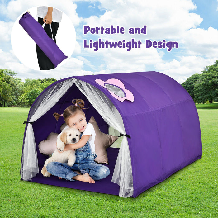 Kids Galaxy Starry Sky Dream Portable Play Tent with Double Net Curtain-Purple