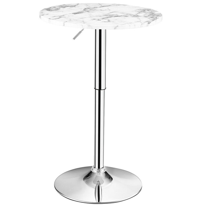 360Â° Swivel Cocktail Pub Table with Sliver Leg and Base-White