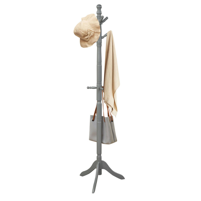 Entryway Height Adjustable Coat Stand with 9 Hooks-Gray