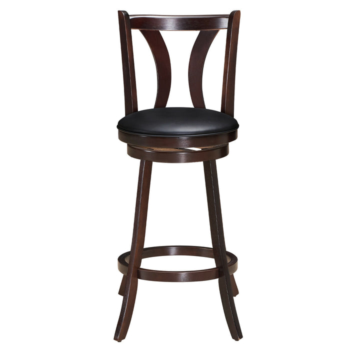 Set of 2 Swivel Bar Stools 29.5 Inch Bar Height Chairs with Rubber Wood Legs-29.5 Inch