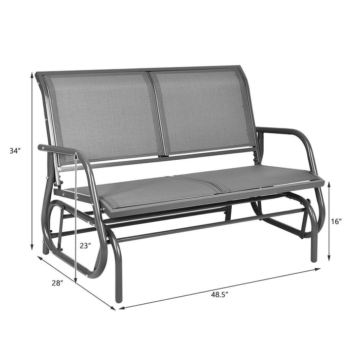 Swing Glider Chair 48 Inch Loveseat Rocker Lounge Backyard-Gray