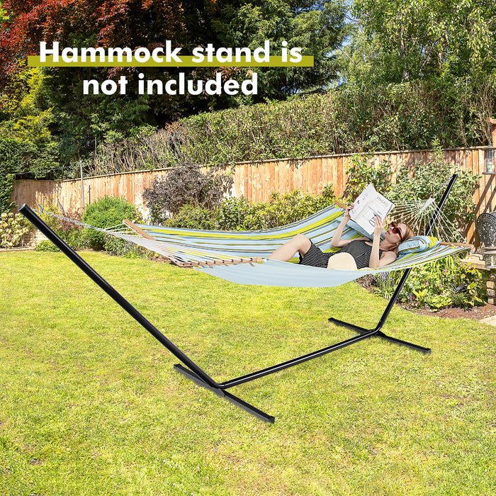 Patio Hammock Foldable Portable Swing Chair Bed with Detachable Pillow-Blue