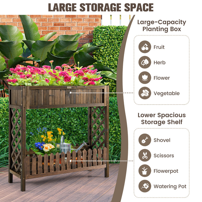 2-Tier Wood Raised Garden Bed for Vegetable and Fruit