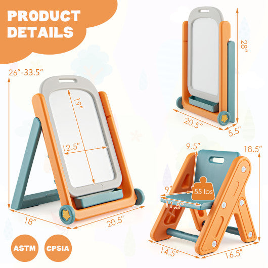 Kids Height Adjustable Art Easel Set with Chair