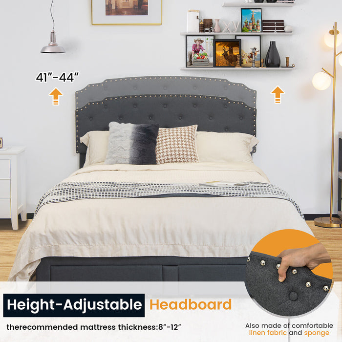 Platform Bed Frame with 4 Storage Drawers Adjustable Headboard