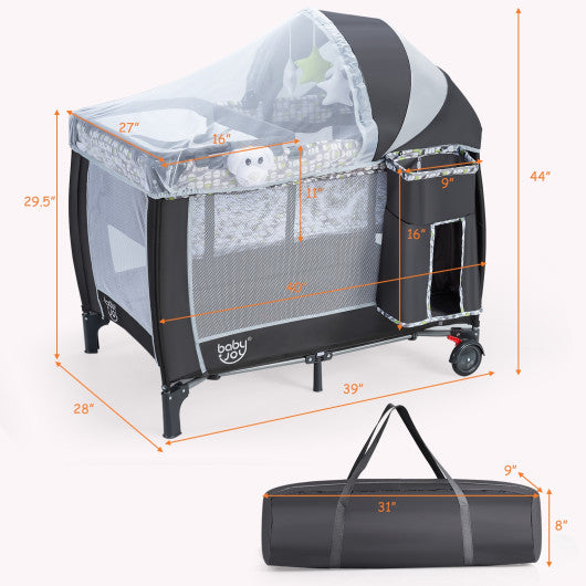 4-in-1 Portable Baby Playard with Changing Station and Net