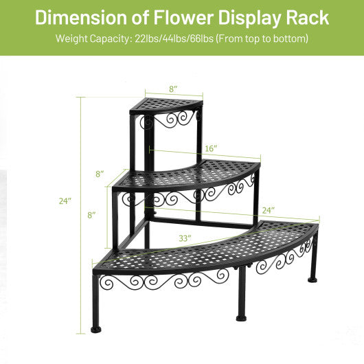 3-Tier Corner Metal Flower Ladder Plant Stand