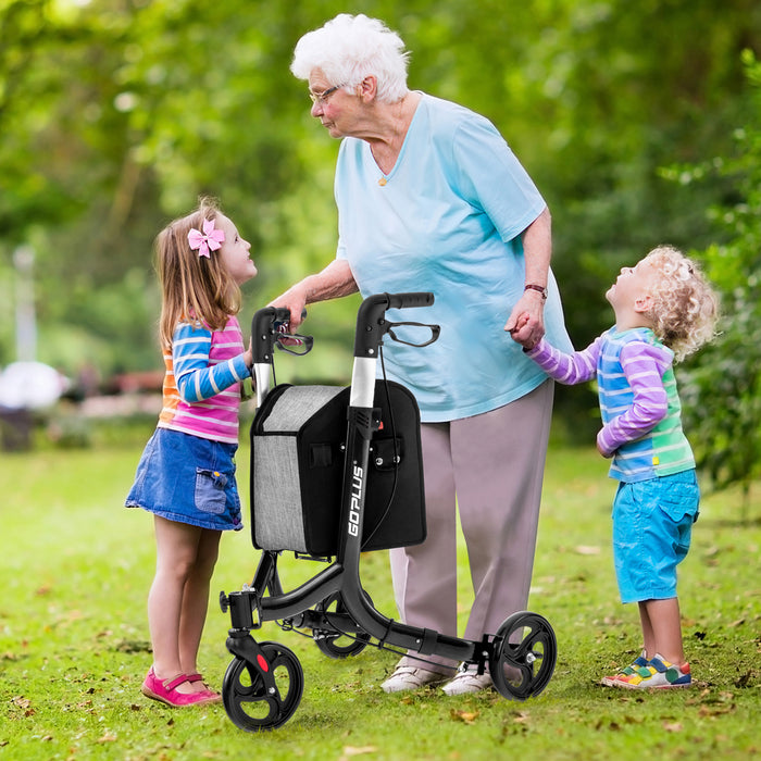 3-Wheel Rolling Walker with Adjustable Handle-Black