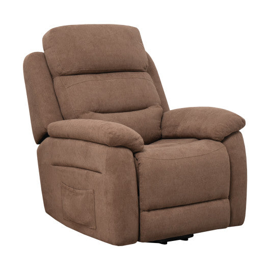 Power Lift Recliner Sofa with Side Pocket and Remote Control-Brown