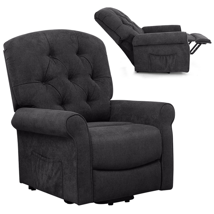 Recliner Chair Sofa for Elderly with Side Pocket and Remote Control-Black