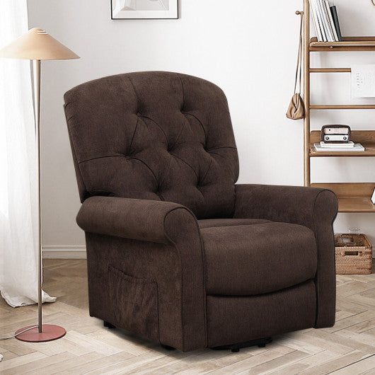 Recliner Chair Sofa for Elderly with Side Pocket and Remote Control-Brown