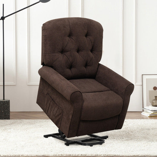 Recliner Chair Sofa for Elderly with Side Pocket and Remote Control-Brown