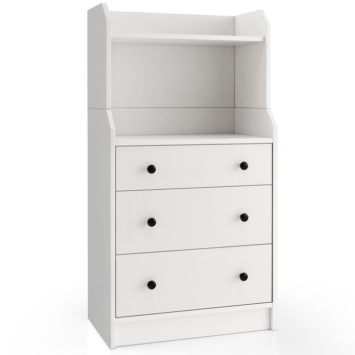 Modern Storage Dresser with Anti-toppling Device-White