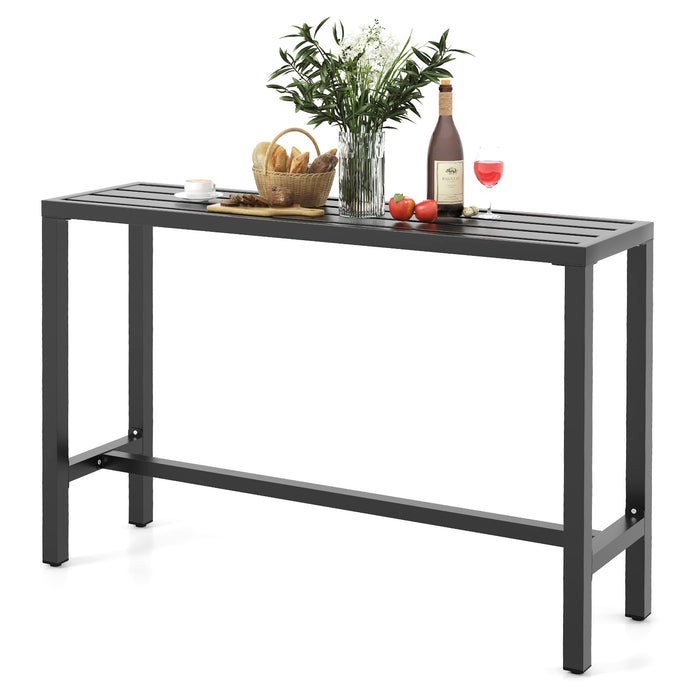 48/55 Inch Outdoor Bar Table with Waterproof Top and Heavy-duty Metal Frame-L