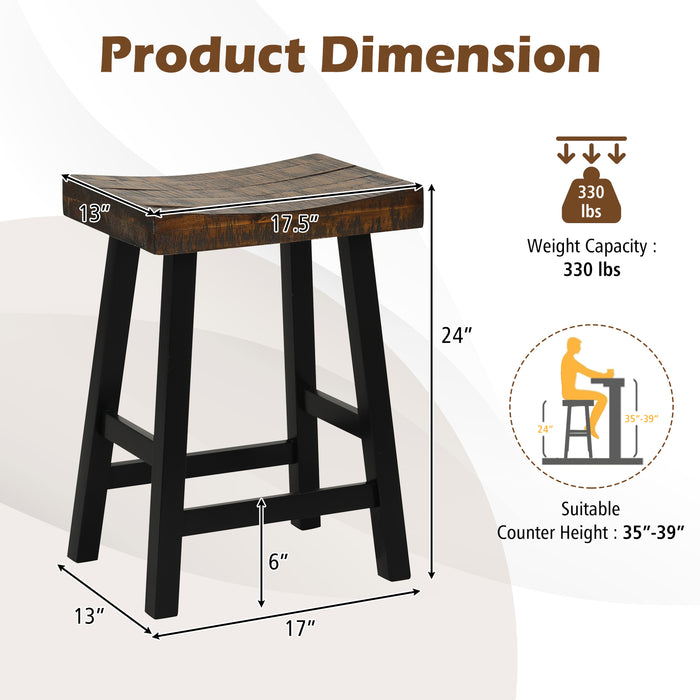 24 Inch Solid Wood Saddle-Seat with Curved Seat Surface and Comfortable Footrests-24 inches