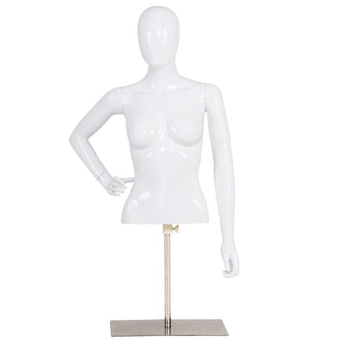 Female Mannequin Torso Adjustable Height with Metal Stand