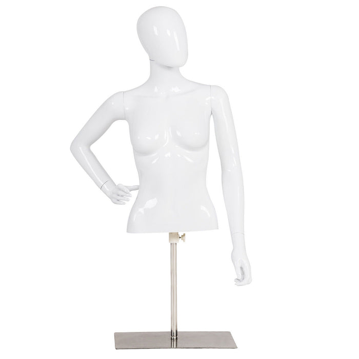 Female Mannequin Torso Adjustable Height with Metal Stand