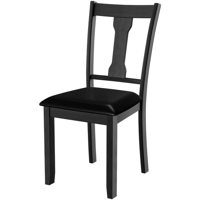 Set of 2 Dining Room Chair with Rubber Wood Frame and Upholstered Padded Seat-Black