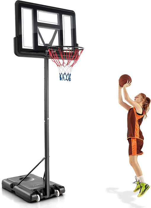 4.25-10 Feet Adjustable Basketball Hoop System with 44 Inch Backboard-A