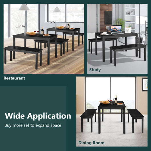 3PCS Modern Studio Collection Table Dining Set -Black