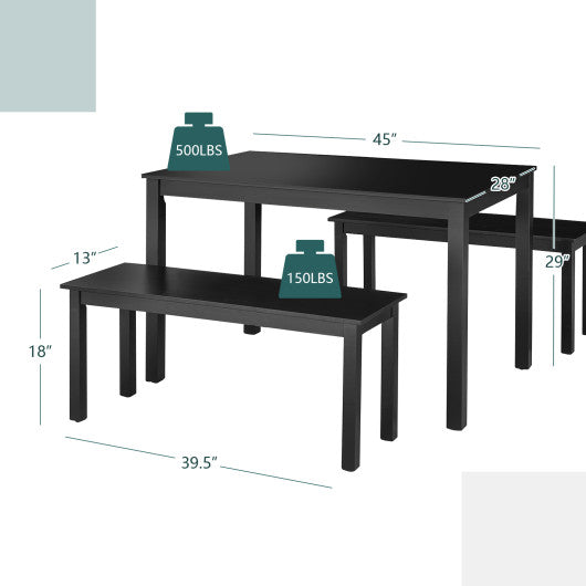 3PCS Modern Studio Collection Table Dining Set -Black