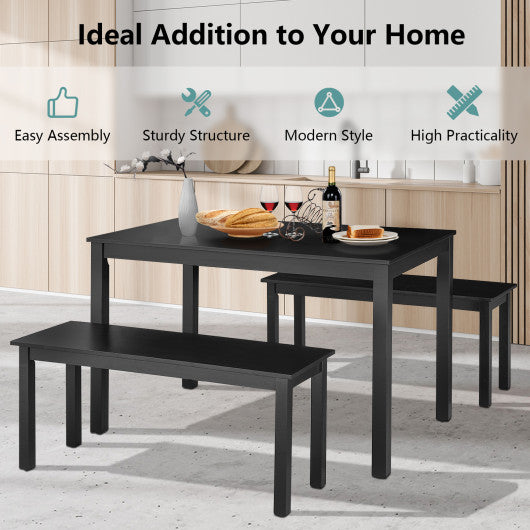 3PCS Modern Studio Collection Table Dining Set -Black