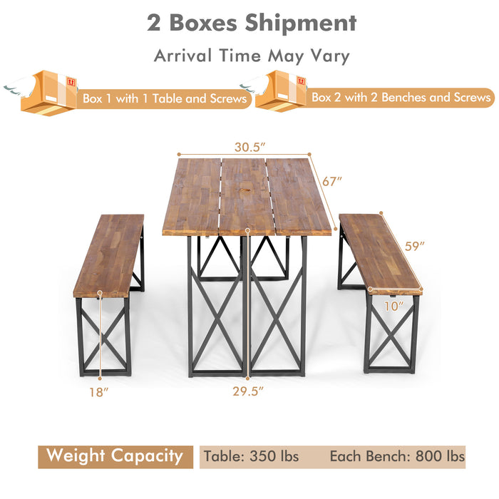 6-Person Outdoor Patio Dining Table Set with 2 Inch Umbrella Hole