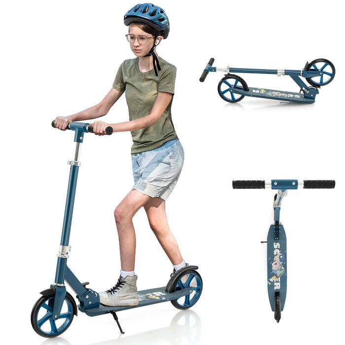 Folding Aluminum Alloy Scooter with 3 Adjustable Heights-Blue