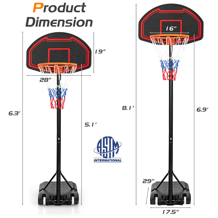 Adjustable Kids' Basketball Hoop Stand with Durable Net and Wheel