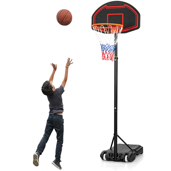 Adjustable Kids' Basketball Hoop Stand with Durable Net and Wheel