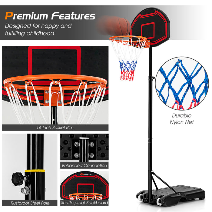 Adjustable Kids' Basketball Hoop Stand with Durable Net and Wheel