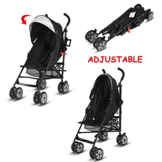 Folding Lightweight Baby Toddler Umbrella Travel Stroller-Black