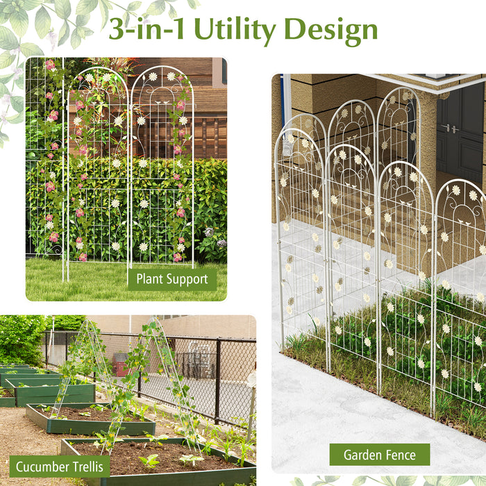 2 Pack 71 x 20 Inch Metal Garden Trellis Rustproof Plant Support for Climbing Plants-White