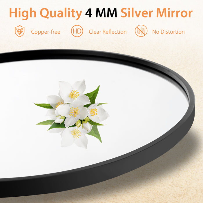 24 Inch Black Circle Bathroom Mirror with Explosion-proof Film