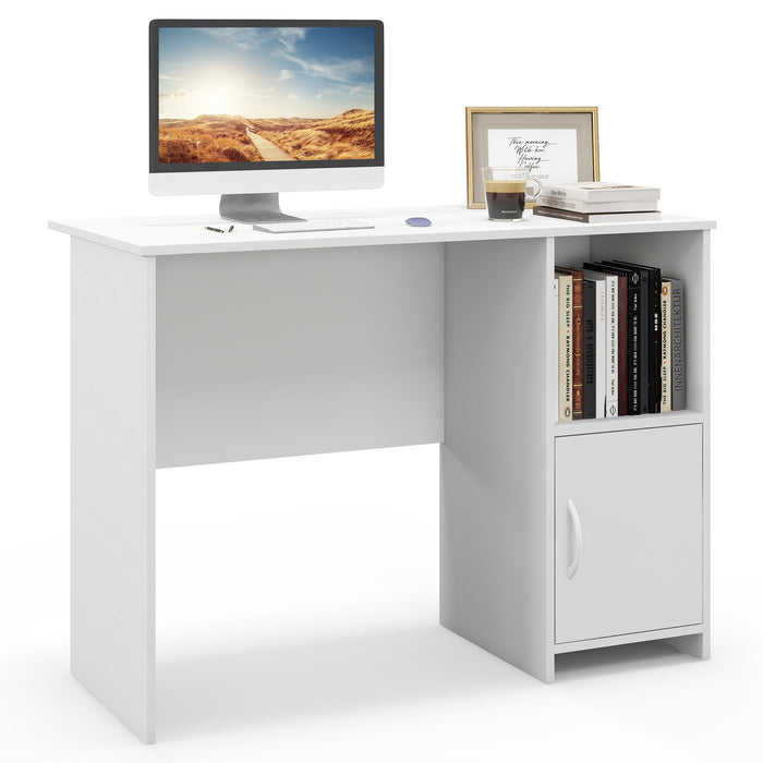 Modern Computer Desk with Cabinet-White